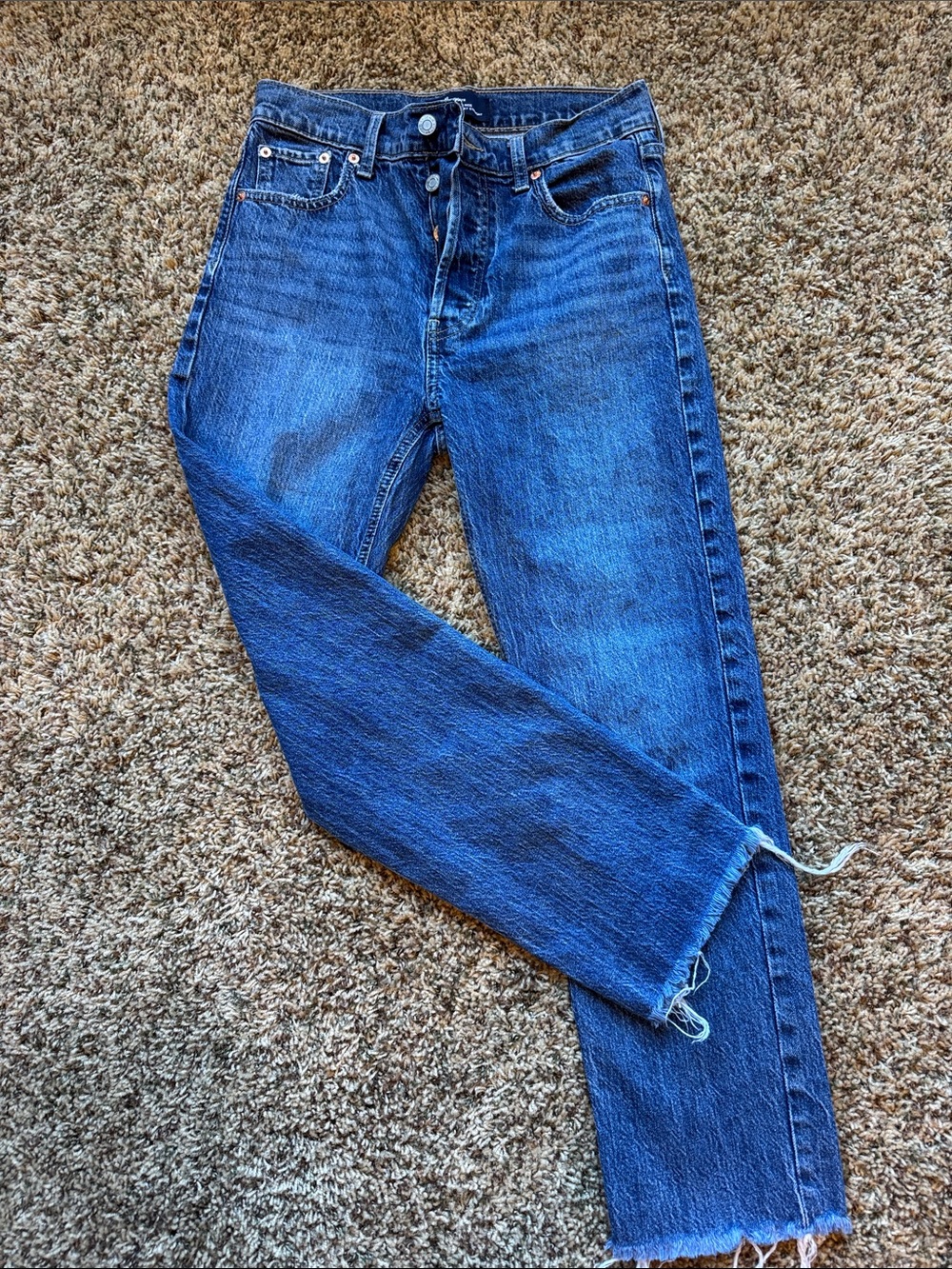 GAP Deep Blue Denim High Rise Cheeky Straight Jeans